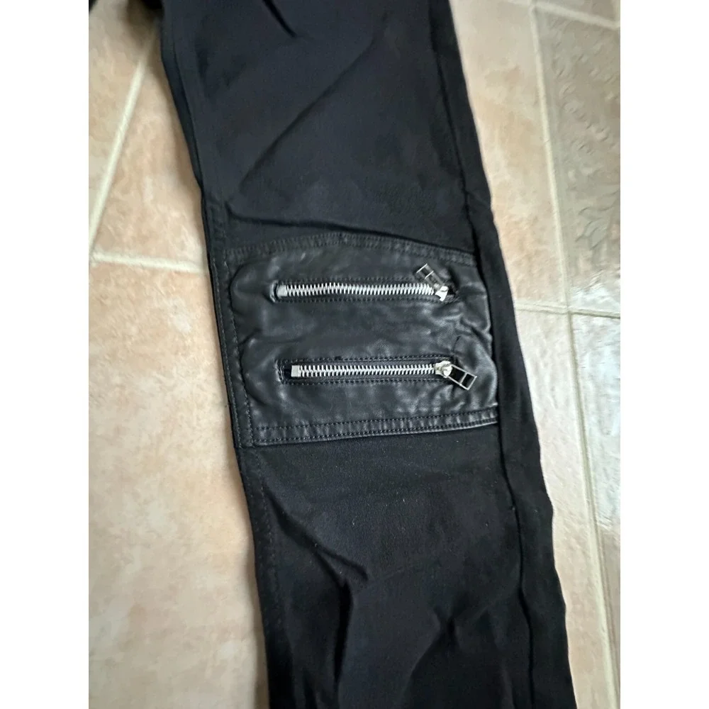 Fashion Knee  Faux pocket‎ zipper skinny Jeans Men size 32 New